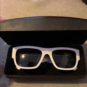 Versace White Frame Black Lens Sunglasses